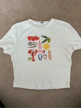 Princess Polly White Graphic Food Print Tee